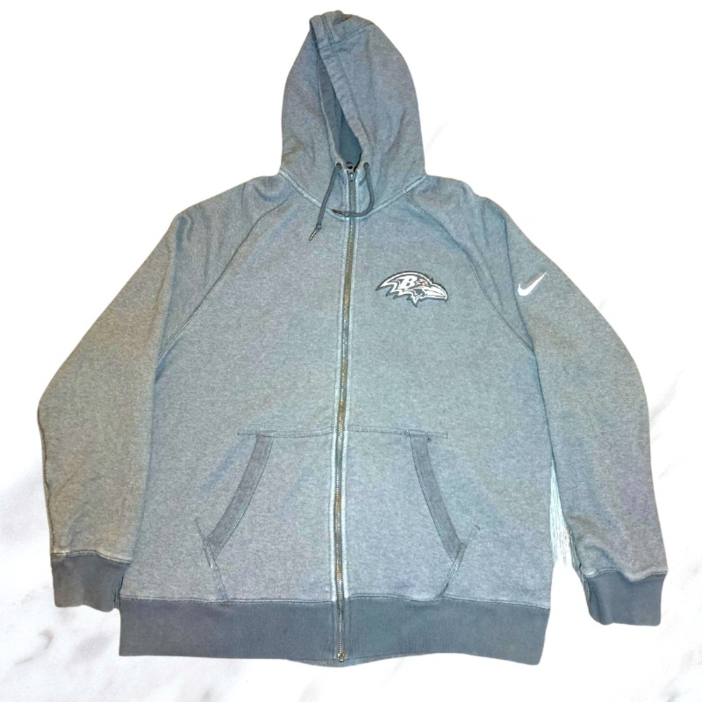 Nike NFL Team Apparel Baltimore Ravens Full Zip Hoodie - Gray XXL